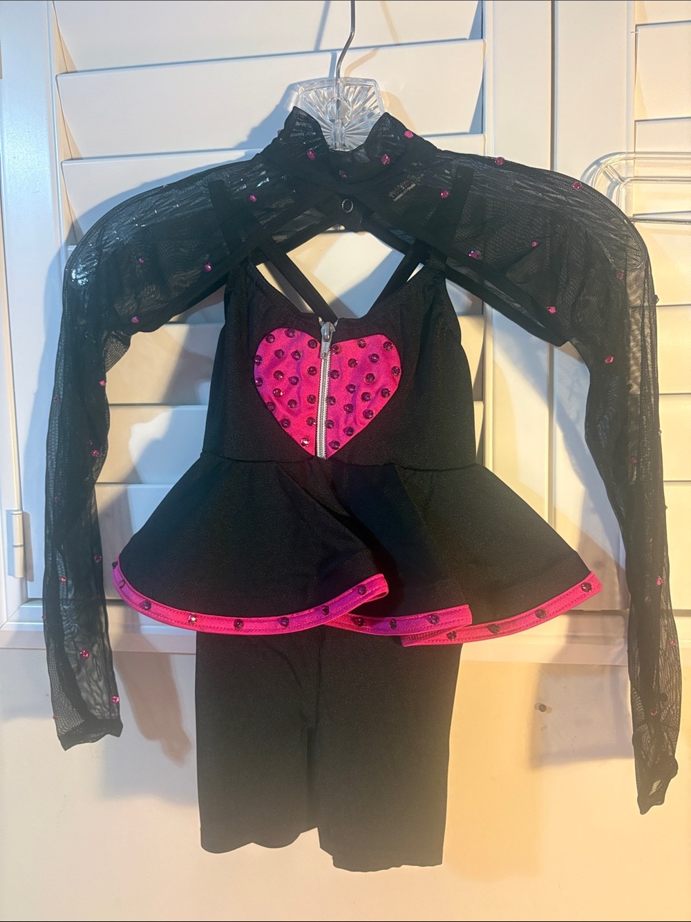 Black & Hot Pink Heart Peplum Dance Romper